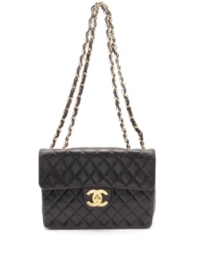 Pre-owned Chanel 1994-1996 Large Classic Flap Shoulder Bag In Black
