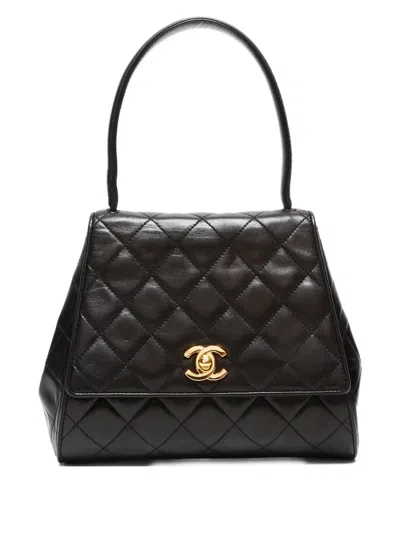 Pre-owned Chanel 1994-1996 Leather Flap Handbag In Black
