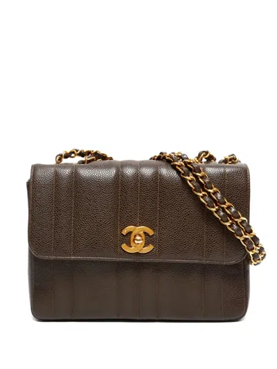 Pre-owned Chanel 1994-1996 Mademoiselle Chain Shoulder Bag In Brown