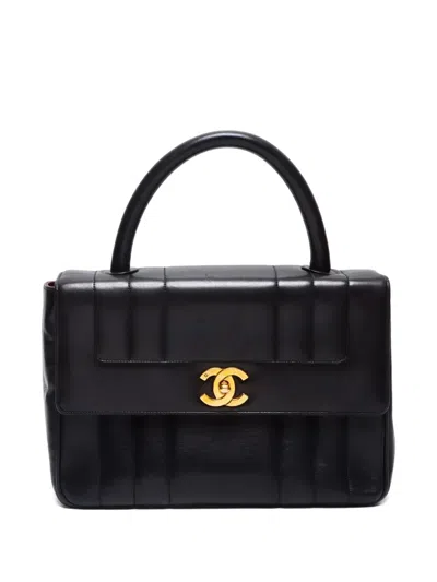 Pre-owned Chanel 1994-1996 Mademoiselle Top-handle Bag In Black