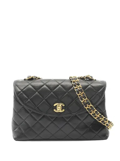 Pre-owned Chanel 1994-1996 Matelassé Leather Shoulder Bag In Black