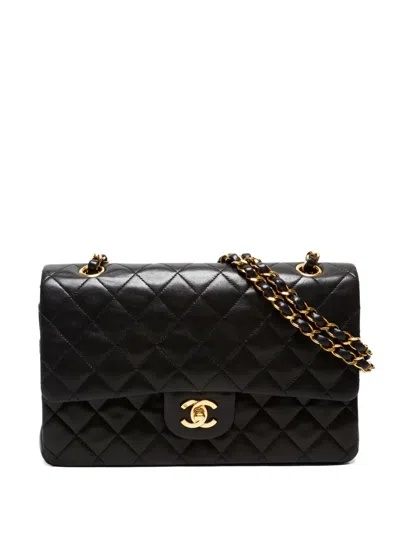 Pre-owned Chanel 1994-1996 Medium Double Classic Flap Shoulder Bag In Black