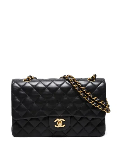Pre-owned Chanel 1994-1996 Medium Double Flap Quilted Shoulder Bag In Black