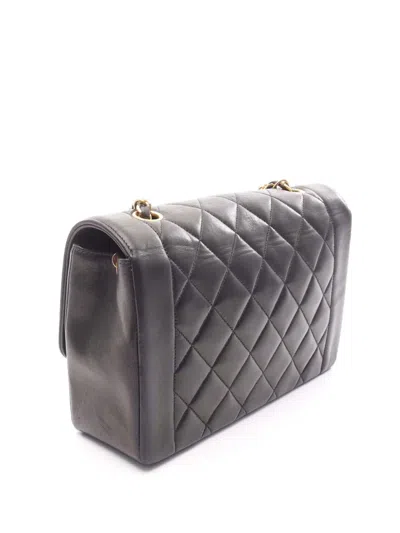 Pre-owned Chanel 1994-1996 Medium Lambskin Diana Flap Crossbody Bag In Black