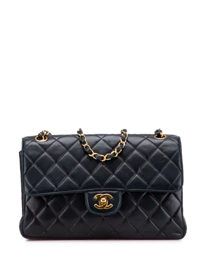 Pre-owned Chanel 1994-1996 Medium Quilted Lambskin Double Sided Flap Shoulder Bag In Black
