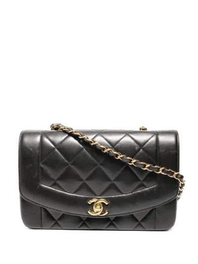 Pre-owned Chanel 1994-1996 Small Diana Chain Flap Shoulder Bag In Black