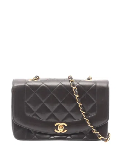 Pre-owned Chanel 1994-1996 Small Lambskin Diana Flap Crossbody Bag In Black