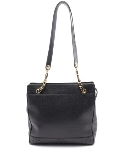 Pre-owned Chanel 1994-1996 Triple Cc Shoulder Bag In Black