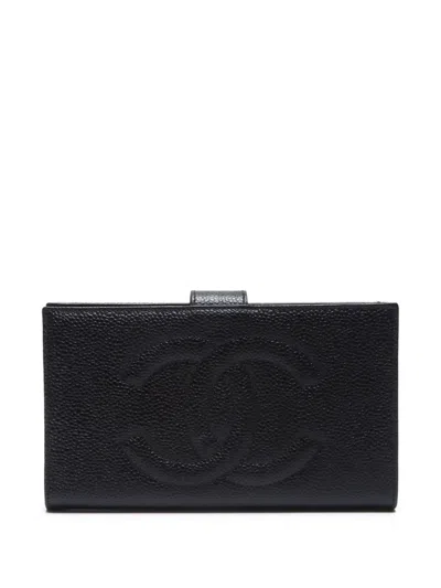 Pre-owned Chanel 1994-1999 Mark Leather Wallet In Black