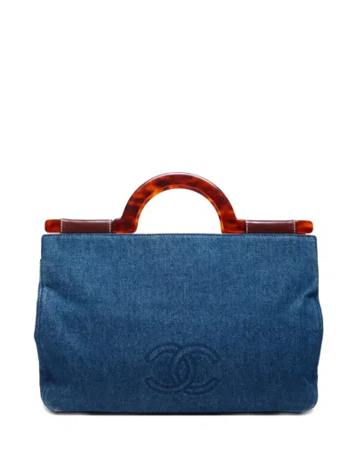 Pre-owned Chanel 1994-2000 Cc Mark Tote Bag In Blue