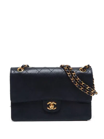 Pre-owned Chanel 1994-2000 Medium Wild Stitch Classic Flap Shoulder Bag In Black