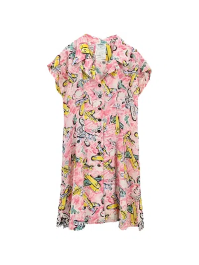 Pre-owned Chanel 1994 Aeroplane-print Sleeveless Dress In Pink