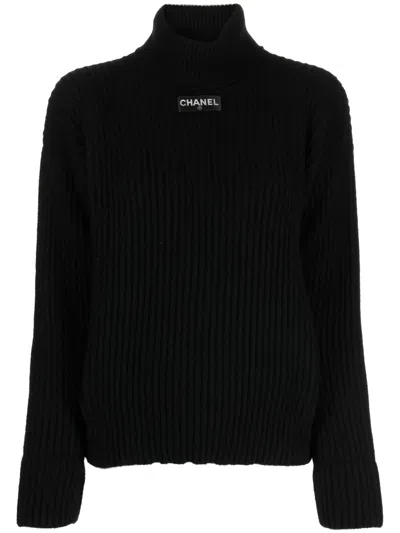 Pre-owned Chanel 1994 Bead-embellished Cashmere Jumper In Black
