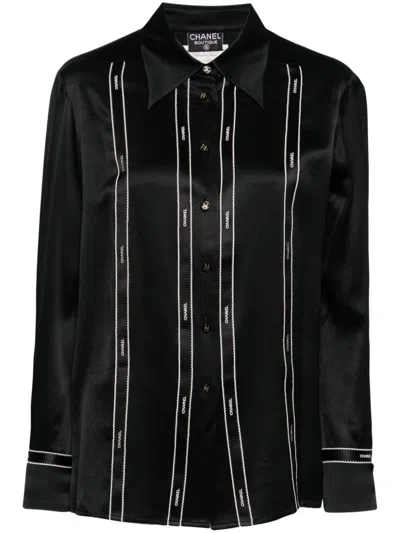 Pre-owned Chanel 1994 Blouse Long-sleeved Shirt In Black