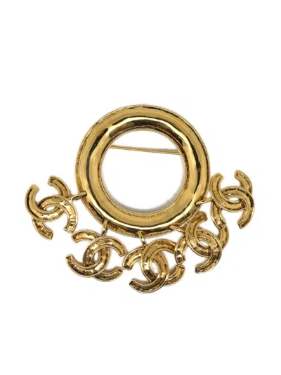 Pre-owned Chanel 1994 Cc-charm Gold-plated Brooch