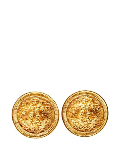 Pre-owned Chanel 1994 Cc Clip-on Earrings In Gold
