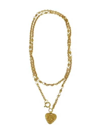 Pre-owned Chanel 1994 Cc Heart Necklace