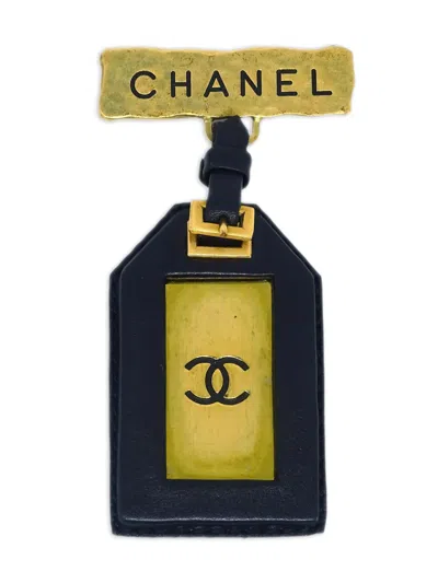 Pre-owned Chanel 1994 Cc Leather Brooch