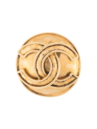 Pre-owned Chanel 1994 Cc Logo Brooch In Gold