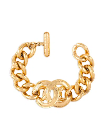 Pre-owned Chanel 1994 Cc Logo Chain Bracelet In Gold