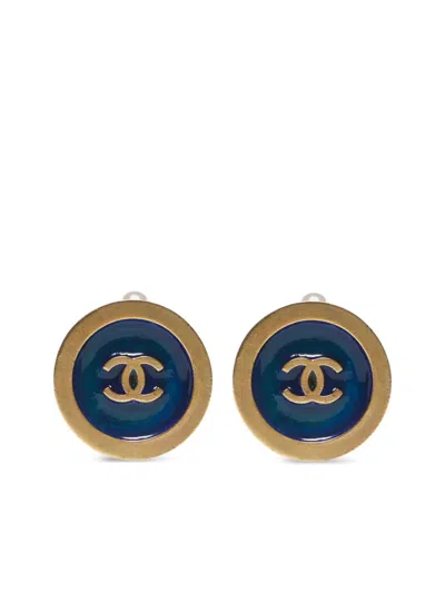 Pre-owned Chanel 1994 Cc Logo Clip-on Earrings In Gold