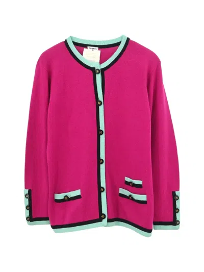 Pre-owned Chanel 1994 Cc Logo-button Cardigan In Pink