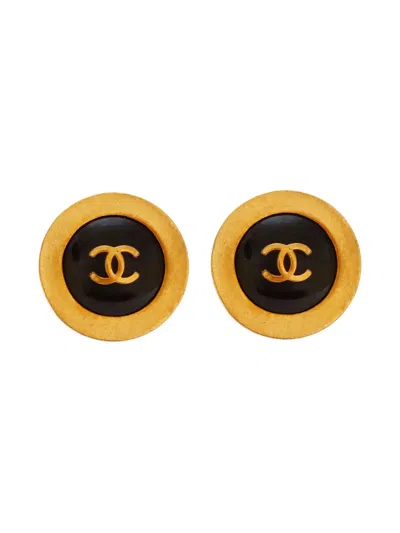Pre-owned Chanel 1994 Cc-mark Clip-on Earrings In Gold