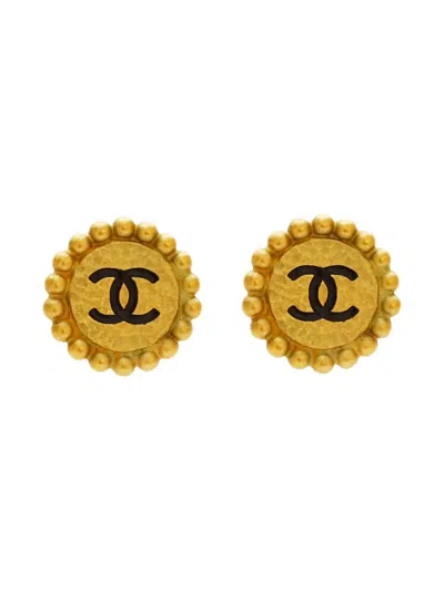 Pre-owned Chanel 1994 Cc-mark Clip-on Earrings In Gold