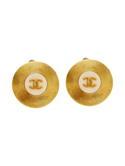 Pre-owned Chanel 1994 Cc-mark Clip-on Earrings In Gold