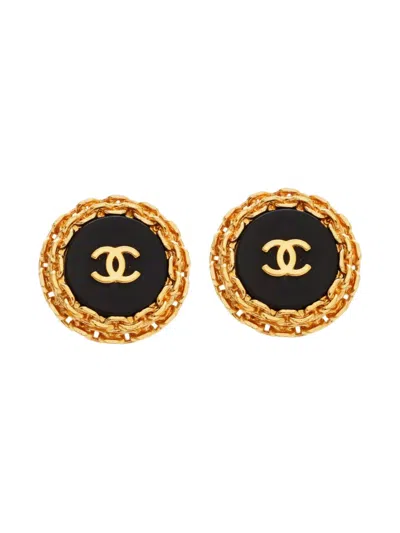 Pre-owned Chanel 1994 Cc Mark Clip-on Earrings In Gold