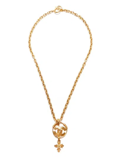 Pre-owned Chanel 1994 Cc Necklace In Gold