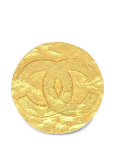 Pre-owned Chanel 1994 Cc-logo Brooch In Gold