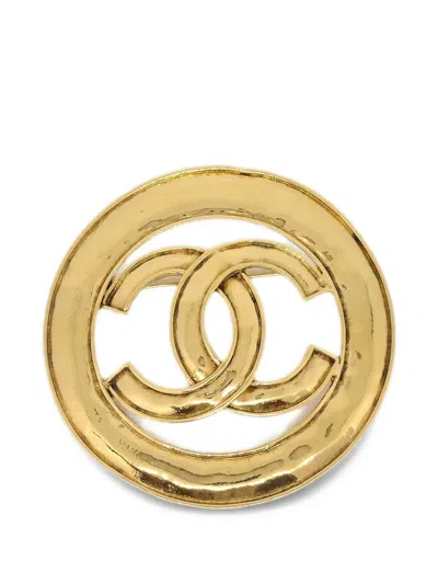 Pre-owned Chanel 1994 Cc-logo Brooch In Gold