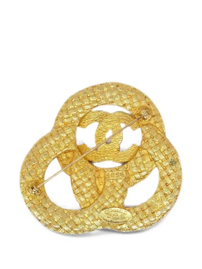 Pre-owned Chanel 1994 Cc-logo Brooch In Gold