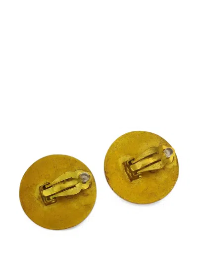 Pre-owned Chanel 1994 Cc-logo Clip-on Earrings In Gold
