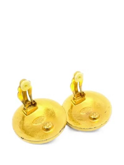 Pre-owned Chanel 1994 Cc-logo Earrings In Gold