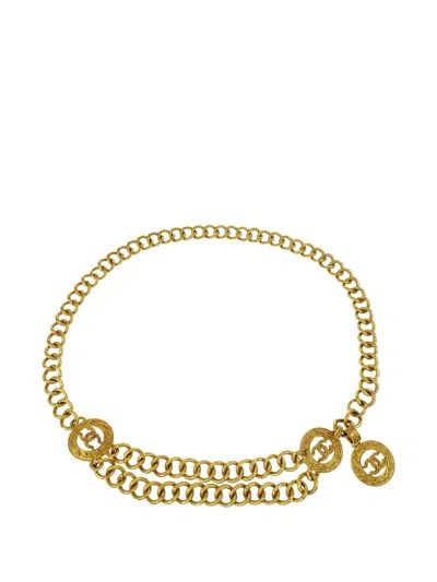 Pre-owned Chanel 1994 Chain-medallion Belt In Gold