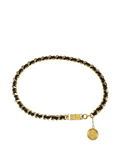 Pre-owned Chanel 1994 Chain Medallion Belt In Gold
