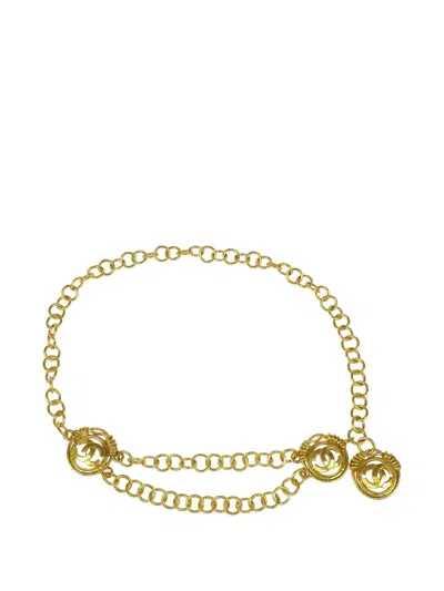 Pre-owned Chanel 1994 Chain-medallion Belt In Gold