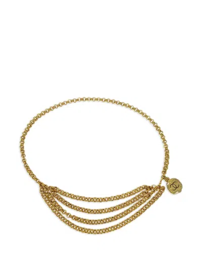 Pre-owned Chanel 1994 Chain Medallion Belt In Gold