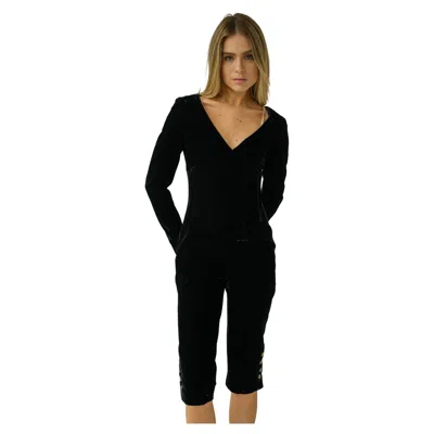 Pre-owned Chanel 1994  Collector F/w 1994 Velvet Jumpsuit Black