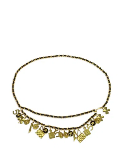 Pre-owned Chanel 1994 Charm-chain Belt In Black