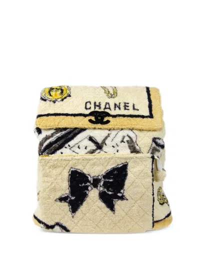 Pre-owned Chanel 1994 Classic Flap Towelling-effect Backpack In Neutrals