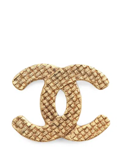 Pre-owned Chanel 1994 Coco Mark Brooch In Gold