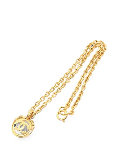 Pre-owned Chanel 1994 Coco Mark Circle Necklace In Gold