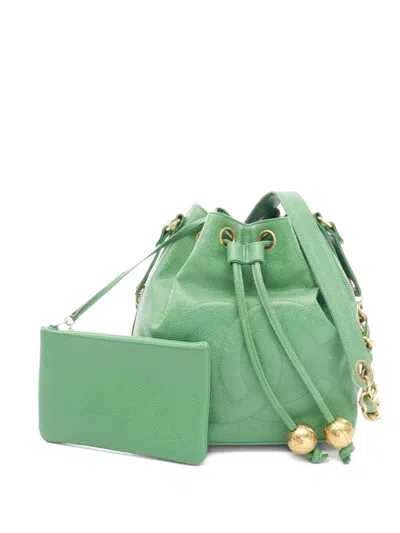 Pre-owned Chanel 1994 Coco Mark Shoulder Bag In Green