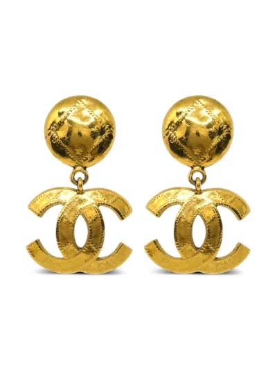 Pre-owned Chanel 1994 Dangle Earrings In 金色