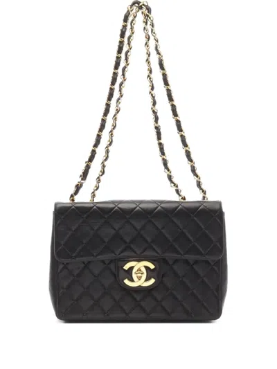 Pre-owned Chanel 1994 Decamatlassé 30 Shoulder Bag In Black