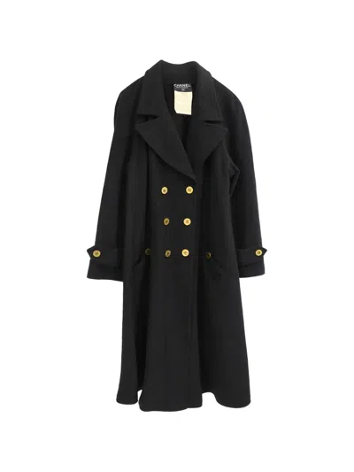 Pre-owned Chanel 1994 Double-breasted Cc Button Coat In Black
