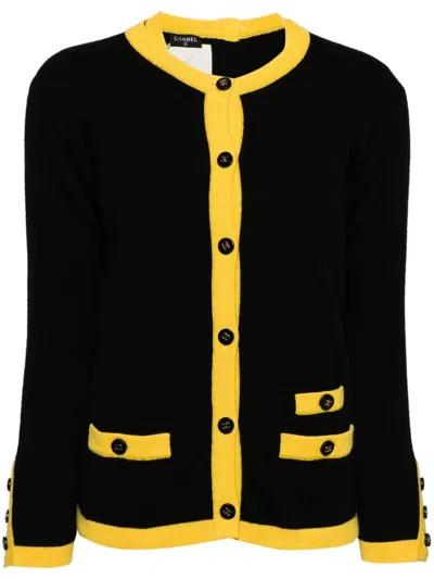 Pre-owned Chanel 1994 Ensemble Cardigan Short-sleeves Top In Black
